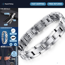 Sleek Titanium Magnetic Therapy Bracelet for Men - Stainless Steel, Adjustable G