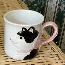 Fitz and Floyd Black White Cat Mug