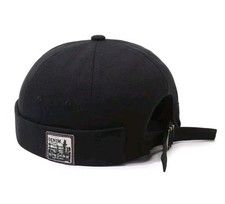 Vintage Docker Cap Brimless Sailor Hat Breathable Beanie Cotton Black Adjustable