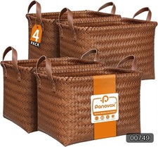 Wicker Storage Baskets 4 Pack Woven Shelf Bins Brown R025