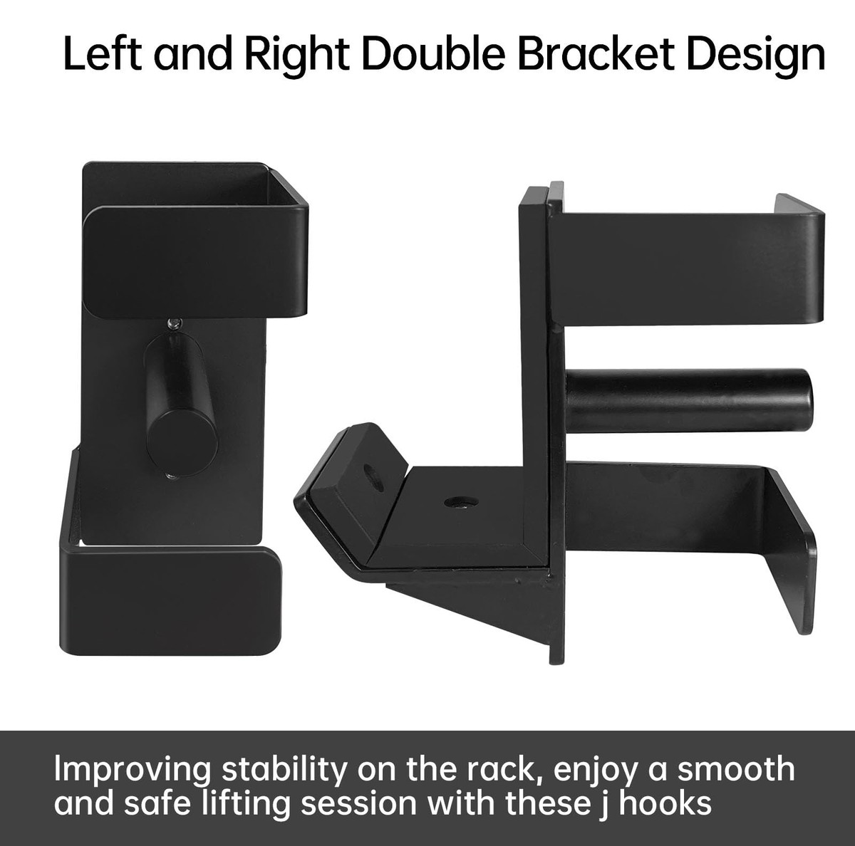 J Hooks for 3 x 3 Power Rack, Rubber Pad J-Hook for Power Cage