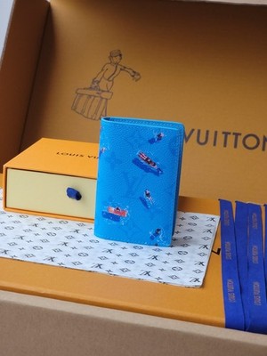 Louis Vuitton Pocket Organizer Monogram Pool Blue Swimmers Card Wallet M80455