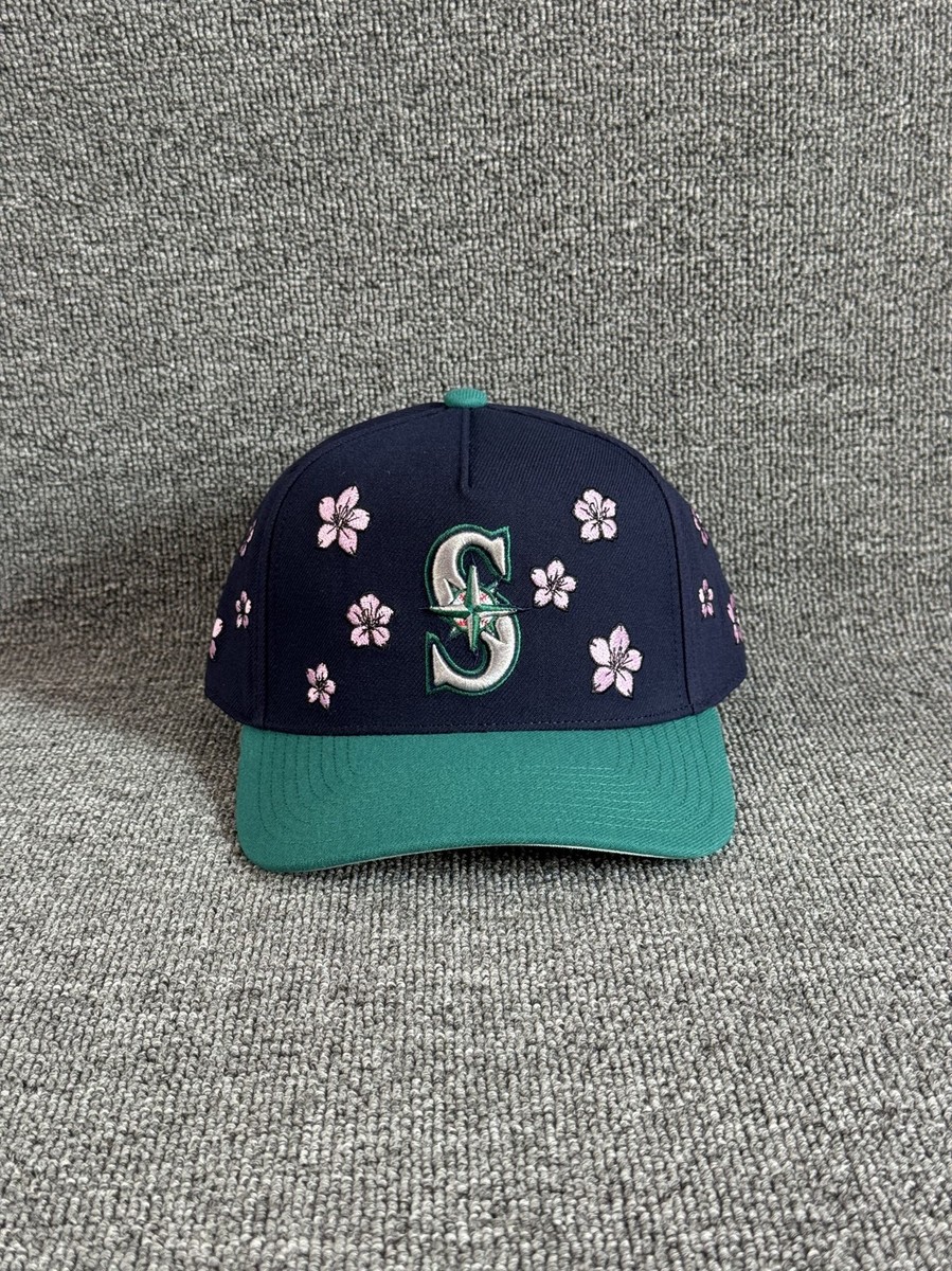 Mitchell & Ness Seattle Mariners Cherry Blossom Snapback Navy Teal Hat