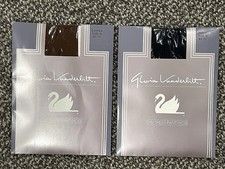 2 Gloria Vanderbilt Day Sheer Pantyhose Coffee  Navy Sz D 180-255lbs 5'6"-6'0"