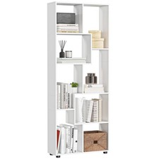 HOMCOM Multipurpose 8-Grid Bookshelf Decorative Shelf, Bathroom, Kitchen White