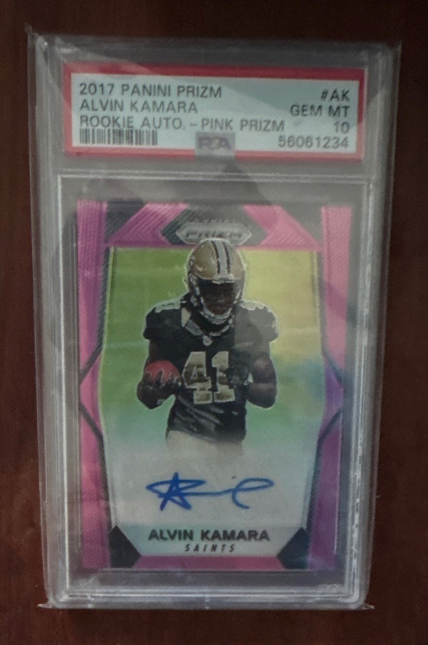 Panini 2017 Prizm Alvin Kamara Rookie Auto Pink Prizm RA-AK PSA 10 Saints