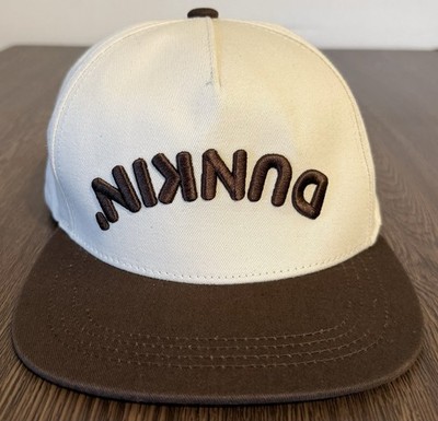 Dunkin Donuts Upside Down Logo Snapback Hat Brown Cream -EST 1950 Adjustable Cap