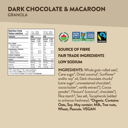 Nature's Path Love Crunch Organic Dark Chocolate Macaroon Granola, 325g/11 oz. - Picture 4 of 5