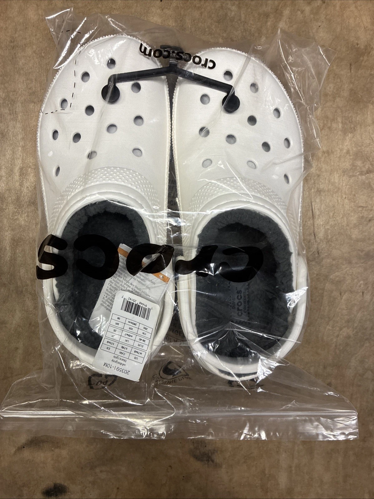 New Crocs Classic Lined Clog Shoes Unisex M7 / W9 White Lightweight Dual Comfort