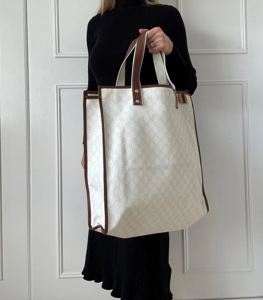 Gucci GG Supreme Large Ivory off White Tote Shopper Bag 16 X 18.5 “ - Image 3 of 4
