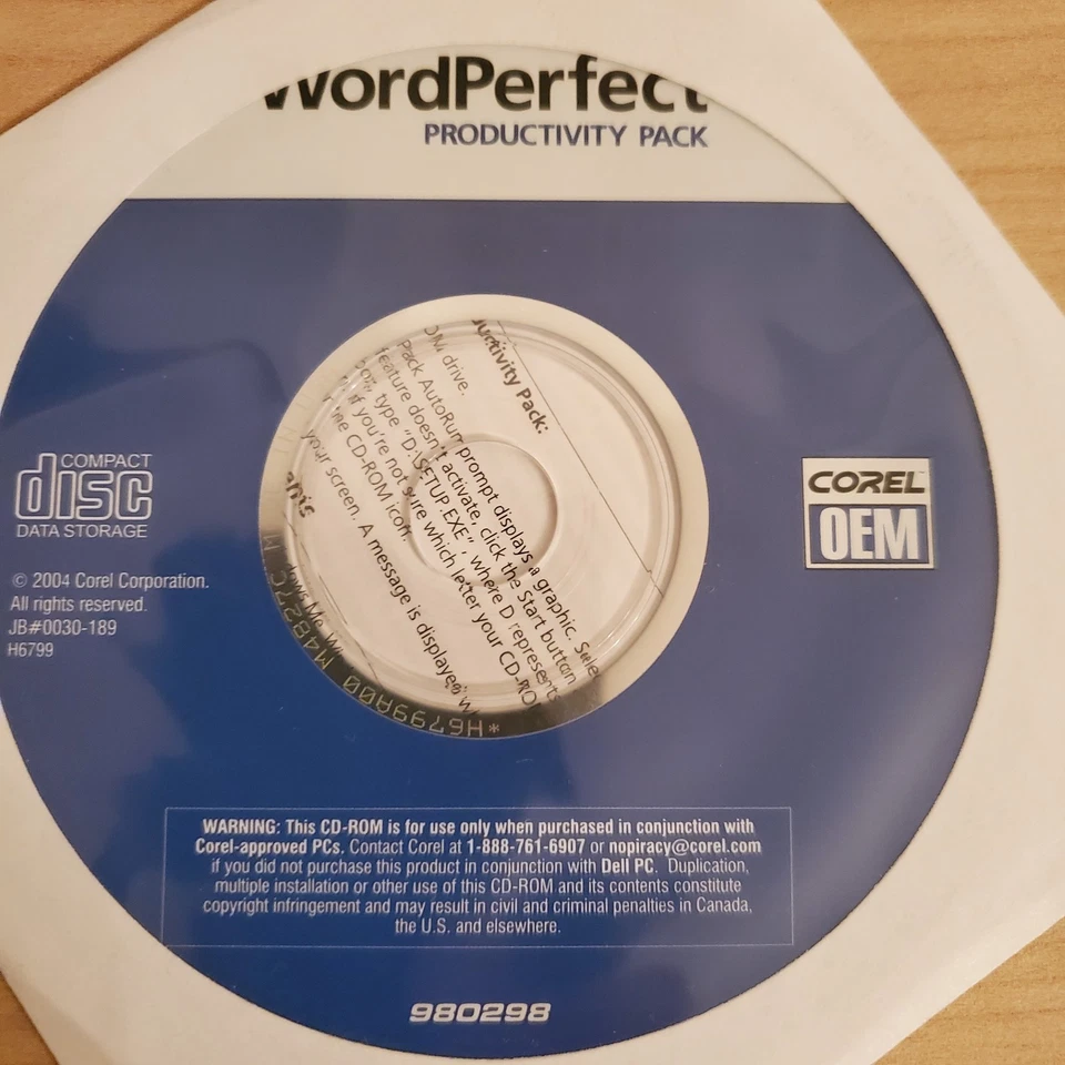 WordPerfect Productivity Pack by Corel  Brand New  Sealed Dell P/N T7166 980298 - Image 3 of 4
