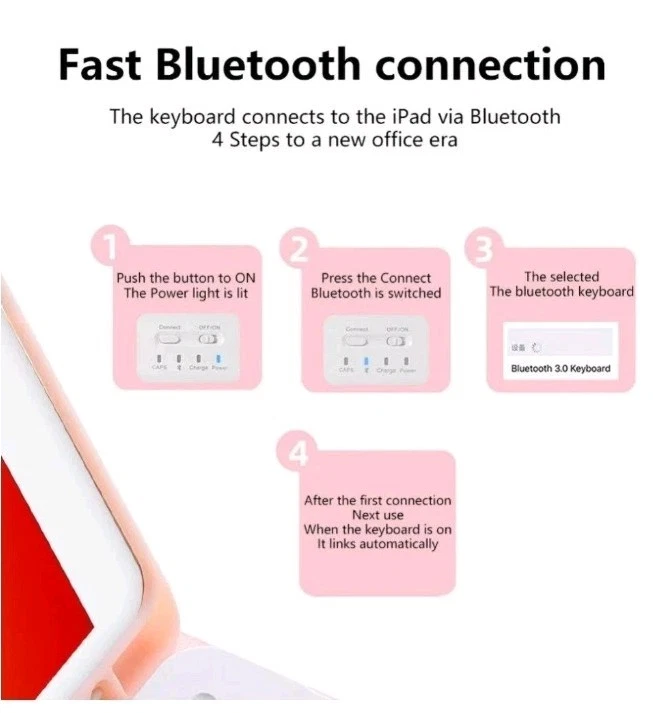 iPad Case with Keyboard, For Ipad 10.2/Air 3/Pro 10.5 - Image 3 of 4