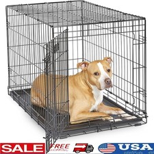 Durable Dog Crate W/ Locking Door Adjustable Divider Portable Indoor Use