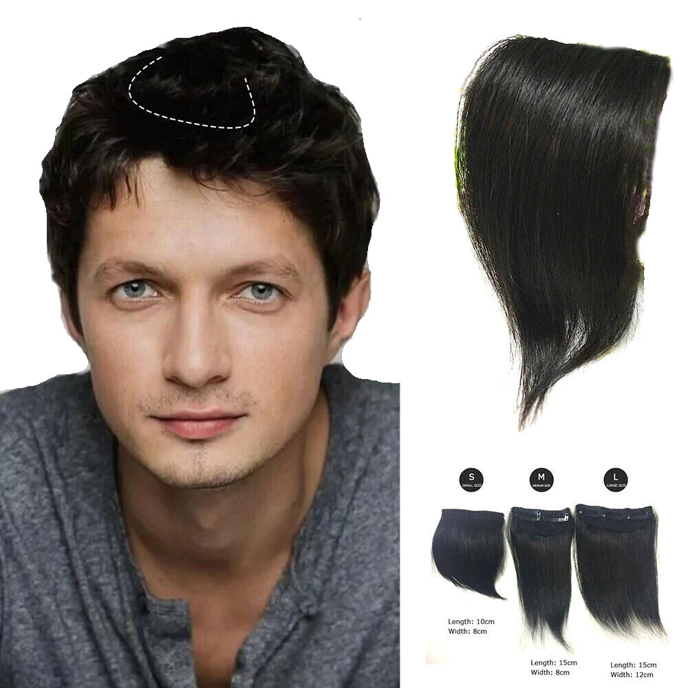 100% Real Human Hair Clip in Hair Extension Cover Thin Loss Hairpiece For  Men