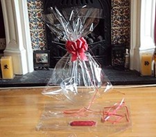 Clear Cellophane Hamper Basket Bag 50cm x 60cm & Pull Bow All Colours