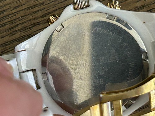 Rebecca klein ladies watch chronograph ceramic bracelet gold tone bezel . - Picture 8 of 10