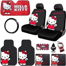 12PC Hello Kitty Universal Car Truck Seat Steering Covers Mats Accessories Set