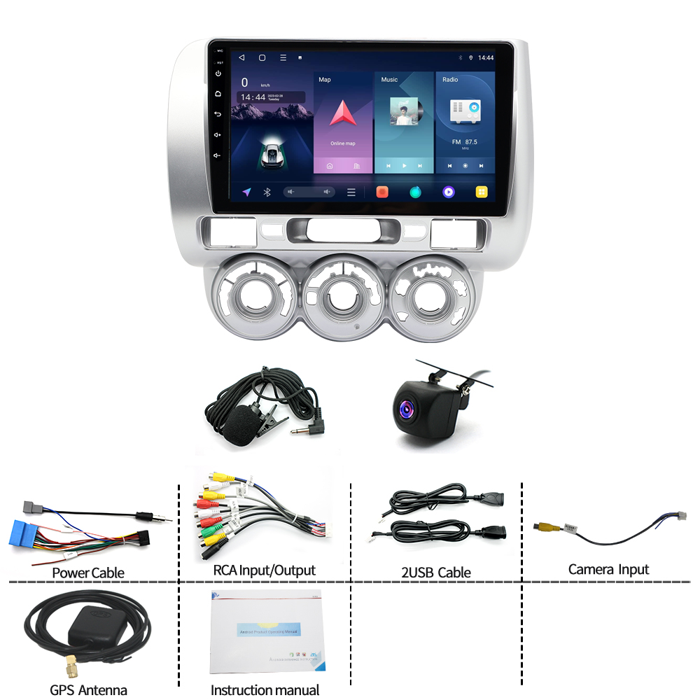 64GB For Honda Fit Jazz 2002-2008 Carplay Android 14 Auto GPS FM