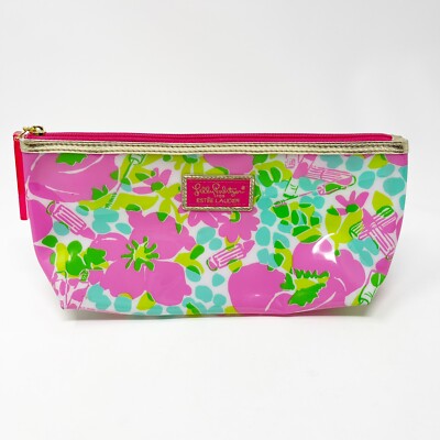 Lilly Pulitzer Estee Lauder Makeup Case Small Zip Bag Pouch Pink Floral 