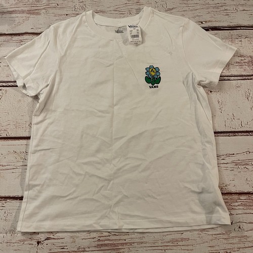 Vans Shirt Boys Large Short Sleeve Casual Crew Neck Lightweight Outdoors White - Picture 2 of 7