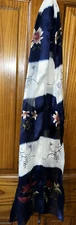 Floral Rectangular Sheer Made in Italy - 13” x 60” Navy White Cream