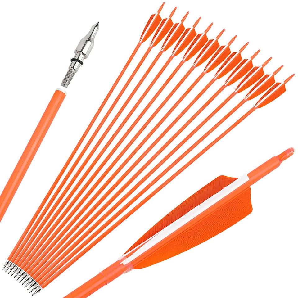 Archery 30" Carbon Arrows SP500 600 Feathers Hunting Compound Recurve Bow Target - Image 4 of 4