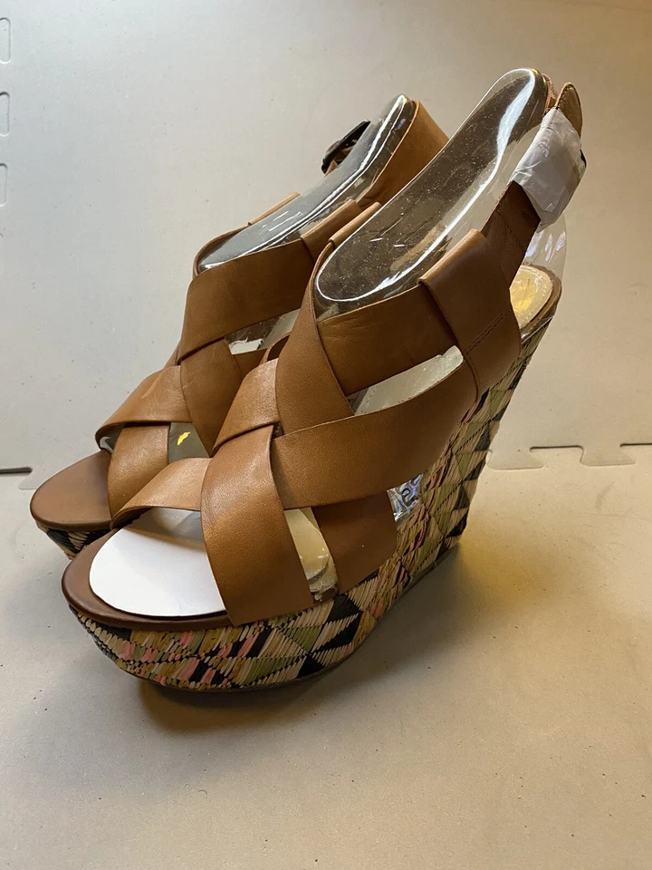 Shoemint Women’s Shoes Size 11  Brown Leather Strappy Wedge Heel Espadille - Image 2 of 4