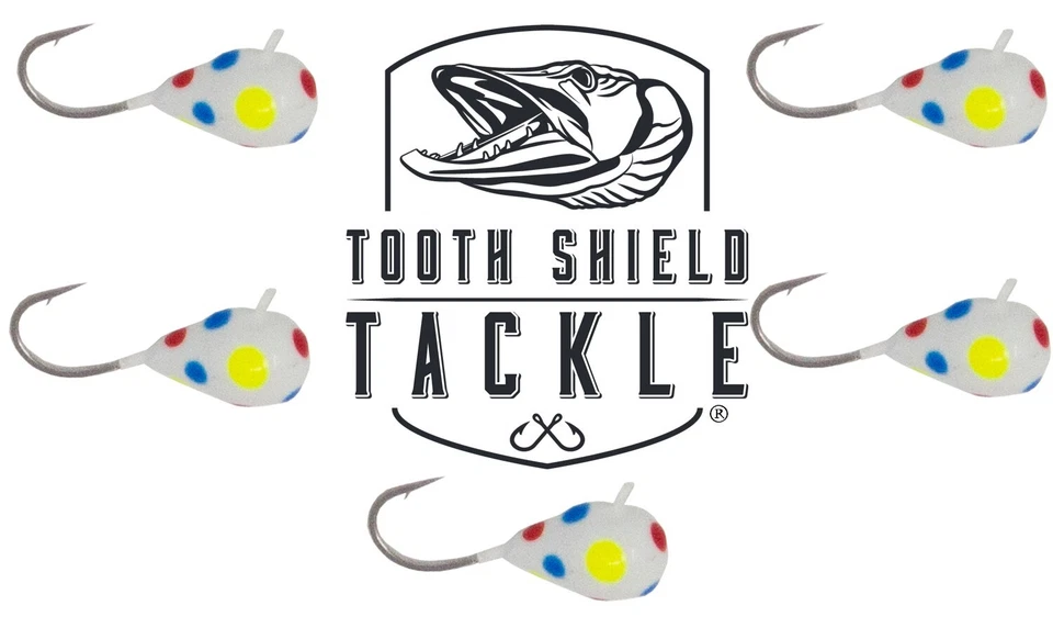 TOOTH SHIELD TACKLE 5 Pack UV Glow Tungsten Ice Fishing Jigs Crappie Bluegill 5mm Wonderbread