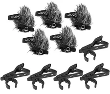Movo MCW8 Lavalier Microphone Windscreen Muffs and Lapel Clips for 12mm Mics