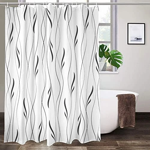 Extra Long Shower Curtains 84 Inch Length Grey And White Fabric