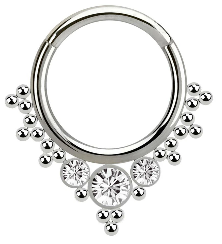 Setto Orecchio Helix Labbra Piercing Click Anello 1,2mm + 3 Pietre E Kleine - Immagine 2 di 4