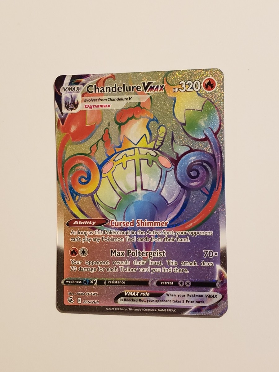 2021 Chandelure VMAX 265/264 GOLD SECRET RARE Pokemon Card