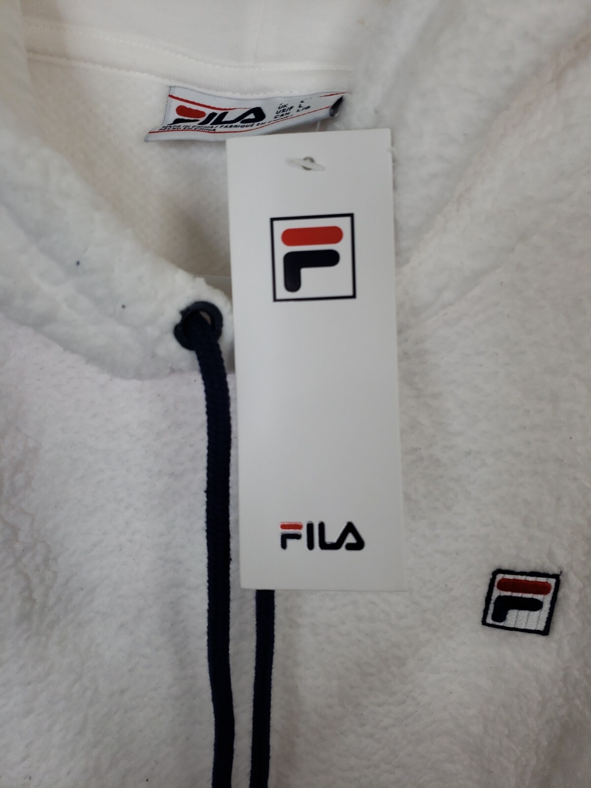 FILA Felpa con cappuccio da donna bianca Josephine Sherpa taglia L