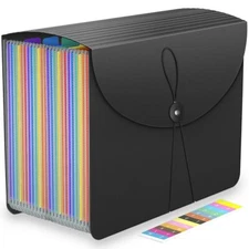24 Pockets Expanding File Folders Accordian File Organizer Storage Box New