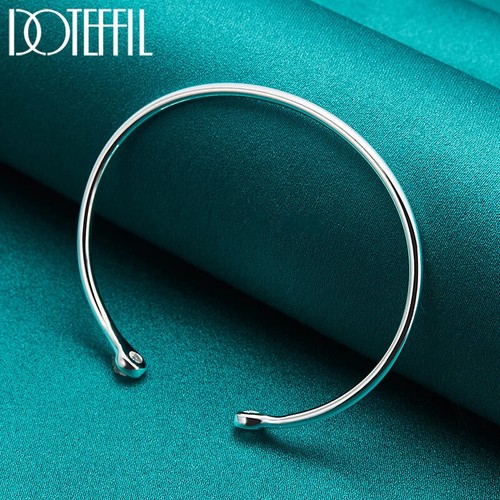 Brazalete de cuentas lisas lisas suaves de plata esterlina 925 DOTEFFIL joyería de fiesta - Imagen 6 de 6