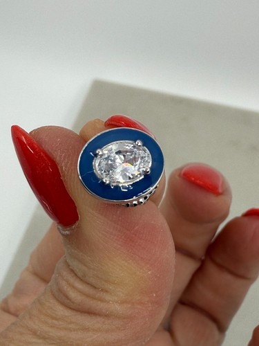 Orecchini donna Diamonique argento sterling blu zirconi piccoli nuovi con scatola - Foto 2 di 5