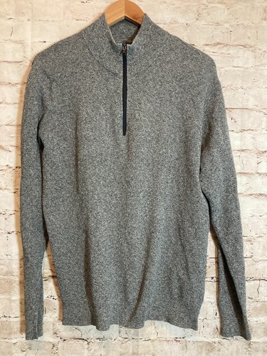 Maide Bonobos Sweater Men Medium Gray Speckled Quarter Zip Mock Neck Lightweight