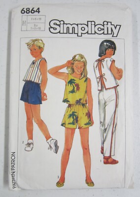 Simplicity 6864 Sewing Pattern Girls' Top Pants Shorts Sizes 7 - 10 Uncut
