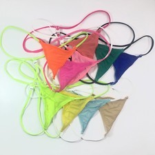 K7012 Mens Mini String Thong Flat Front Triangle Soft Semi C-thru FUN