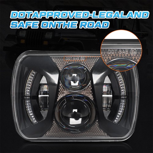 Pair 5x7'' 7x6 LED Headlight DRL For International 9900i SFA 7400 5600i 9200 SBA - Picture 5 of 11