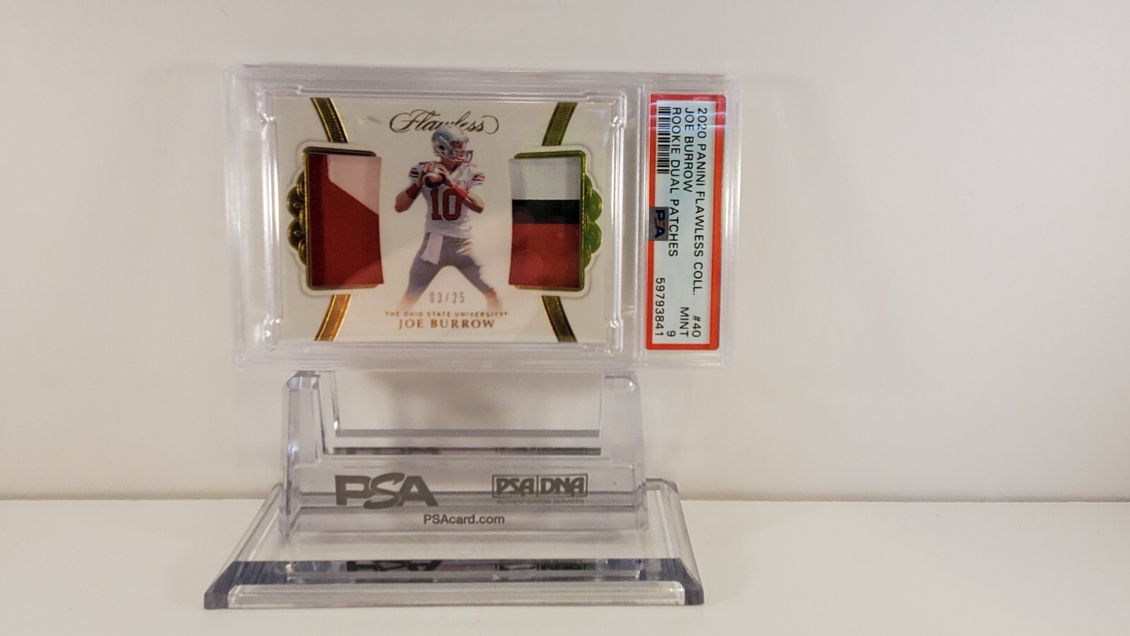 Joe Burrow Panini Flawless Collegiate Rookie Dual Patches #40 Base