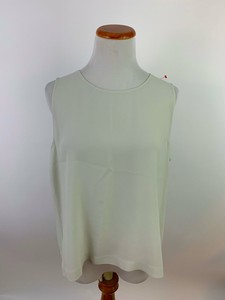 EILEEN-FISHER-light-gray-silk-sleeveless-tank-blouse-top-M-L