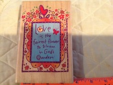 Inkadinkado Kathy Davis Love Is The Fairest Flower Rubber Stamp Wood Mounted