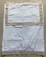 Jacadi Crib Sheet and Pillowcase Baby Beige and White