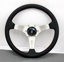 Nardi 330mm Deep Dish Corn Steering Wheel Black Perf Leather White Classic Horn