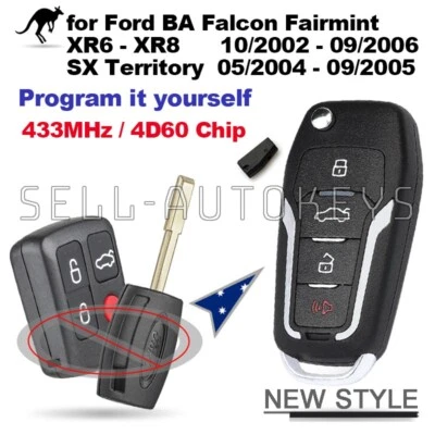 Fits for Ford BA Falcon Fairmont FPV XR6 XR Territory Ute Wagon Remote Flip Key - image 1 of 4