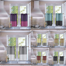 1 SET SHORT WINDOW CURTAIN SMALL KITCHEN TIER PANEL 2-TONE LINED PRIVACY 36" L