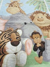 VTG Baby Handmade Quilt Jungle Animals Reversible Unisex Levtex
