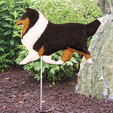 Sheltie Outdoor Garden Dog Sign Hand Painted Figure Tri
