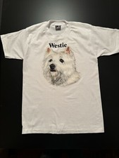 Vintage: NOS Westie Dog Medium White T-Shirt Single Stitch. Made In USA.
